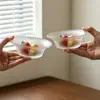 Bol de vidrio rayado, minimalista y elegante, perfecto para uso doméstico como frutero, adecuado para restaurantes, banquetes y salas de estar, ideal para servir comida y ensaladas