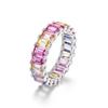 Fuente de Comercio Exterior Transfronterizo Anillo de Zircón Arcoíris Plata S925 para Mujer Fila Única con Incrustaciones Anillo de Tesoro de Color Moda de Lujo Ligero Europea y Americana