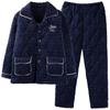 Pijamas para hombres de mediana edad y mayores, otoño e invierno, forro polar coral acolchado, chaqueta acolchada de algodón de franela de papá gruesa, ropa de hogar para hombres