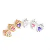 Cuentas Espaciadoras Corazón Corona de Circonia Chapadas en Oro de 14K que Conservan el Color Pulsera de Cristal Hecha a Mano DIY Caja Mágica de Cuentas Accesorios de Joyería