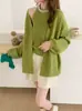 Camisola de cuello en V con un estilo simple y elegante, conjunto de dos piezas, cárdigan de punto para otoño e invierno, top para mujer, atuendo completo