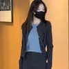 Conjunto de Suéter de Punto y Falda con Diseño de Bloques de Color Falso de Dos Piezas, Moda Suave Adelgazante, Nuevo para Primavera 2025