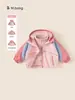 Conjunto de Roupa Youbao Kidsren com Jaqueta com Capuz Color Block e Forro de Lã Polar, Conjunto de Duas Peças para Meninos, à Prova de Vento e Quente, Roupa de Outono para Meninas