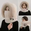 Chapéu Corta-Vento para Mulheres no Outono e Inverno Capuz Quente para Proteção das Orelhas Chapéu Pulôver Cachecol de Pelúcia com Máscara Chapéu Tudo-em-Um