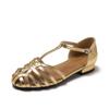 Sandálias Trançadas Vintage com Dedos para Mulheres Sapatos Planos Gaiola de Porco Verão Salto Baixo Vazado Sapatos Romanos H6790-1