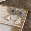 Pendientes de botón con diseño de flor de diamante incrustado de aguja de plata Pendientes de moda de lujo ligero de alta gama Pendiente Tendencia Moda Sentido del diseño Pendiente de personalidad de nicho Accesorios