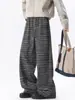 Pantalones Anchos Rayados Negros Estilo Retro Americano para Hombre, Pantalones Largos Casuales de Caída Suelta para Primavera y Verano, Pantalones de Moda Relajados hasta el Suelo