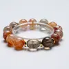 [Callejón Antiguo Profundo] Pulsera de Cristal de Citrino Natural para Mujer La Más Fácil de Combinar Oro Negro Flor Roja Súper Pegamento Pulsera de Moda Venta al por Mayor