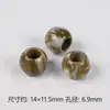 Estilo Nacional Imitação de Jade Duas Cores Furo Grande 14mm Contas Redondas Corrente de Celular DIY Pulseira Colar Corda de Cabelo Material para Bolsa Trançada