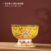 Tigela Alta de Esmalte Jingdezhen Estilo Étnico Tigela de Chá Tigela para Oferenda a Buda Tigela de Frutas Tigela de Tributo Tigela de Cerâmica de Templo