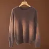 Suéter de Cachemira para Mujer Otoño/Invierno 2026 100% Cachemira Pura Cuello Redondo Cepillado Moderno Versátil Holgado Jersey Top Cálido