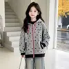 Sudadera con capucha estilo coreano para niña de otoño, cárdigan holgado con cremallera para primavera y otoño, chaqueta casual estilo preppy con estampado de estrellas para niños mayores