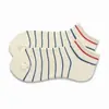 Meias listradas de espírito de algodão Meias de barco masculinas Boca rasa Meias de algodão finas respiráveis de verão feminino Meias curtas absorventes de suor Tide Low Top