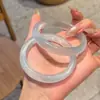 Nuevo Pulsera Ojo de Gato para Mujer Pulsera de Piedra Lunar Blanca Banda Ancha Hielo Translúcido Piedra de Jade Regalo de Cumpleaños para Novia Esposa