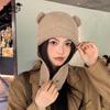 Novo Urso Bonito Malha Lã Chapéu Outono e Inverno Quente Pullover Cap Mulheres Ao Ar Livre À Prova de Frio Proteção Auricular Lei Feng Cap