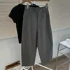 Pantalones Cargo Anchos Color Caqui Retro Japonés para Mujer Primavera y Otoño Corte Holgado Favorecedores Cintura Alta Pierna Curva Pantalones de Abuela Pantalones Largos