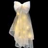 Fabricante Venta al por Mayor Fiesta de Cumpleaños de Princesa Propuesta con Luces Corona Tiara Puesto Lazo Luminoso Velo de Perlas