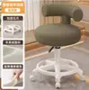 Taburete Pequeño Giratorio para Uso en Casa en la Sala de Estar, Taburete Bajo con Ruedas, Taburete para Cambiar Zapatos, Taburete de Costura con Lana de Cordero