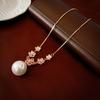 Collar gargantilla de flor de circonita dulce con perla de imitación, moderno y versátil, elegante, de alta gama, nicho, cadena para clavícula para mujer