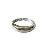 JZ47 Diseño de Nicho Plata de Ley 925 Glaseado Mínimo Plata Lisa Anillo Chapado en Oro para Mujeres Estilo Celebridad de Internet Anillo Simple