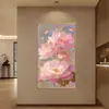 Pintura em Rolo Estilo Zen Chinês de Lótus, Pintura Decorativa de Lótus, Pintura de Parede para Boa Sorte, Adequada para Entrada de Casa, Sala de Estar, Corredor