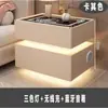 Mesita de noche inteligente de madera maciza, mesita de noche minimalista moderna, estilo dormitorio crema, mueble de almacenamiento multifuncional para el hogar de lujo ligero