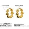 Brincos de Argola Estilo Doce e Cool Europeu e Americano Aço Inoxidável Banhado a Ouro Zircônia Colorfast Inserida Trevo de Quatro Folhas Joia para Mulheres