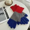 Guantes de Punto de Lana de Color Contrastante Cálidos para Otoño e Invierno, Guantes sin Dedos para Pantalla Táctil