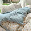 Set de cuatro piezas de algodón de grado A para maternidad e infantil, sábana para dormir desnudo, funda de edredón, gorro de cama, juego de tres piezas para dormitorio de estudiantes, estilo ins, juego de algodón puro