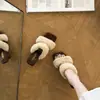 Sandalias suaves de felpa estilo hada sin cordones, colección otoño/invierno 2026, punta cuadrada, tacón grueso, elegantes pantuflas de tacón alto para mujer