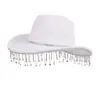 Sombrero de Vaquero de Fieltro con Borlas Borde Ancho Occidental Fiesta Fiesta Sombrero de Mujer de Alta Gama 2025 Nuevo Sombrero de Copa para Hombre