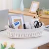 Cesta de almacenamiento rectangular con borlas tejidas de cuerda de algodón para juguetes de bebé y mascotas, cesta de almacenamiento de cuerda de algodón, cesta de almacenamiento para baño