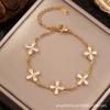 Cdd Moda de Lujo Ligero Flor de Circonia de Colores Acero Inoxidable Popular Flor de Cuatro Hojas Avanzada Pulsera de Acero de Titanio Venta al por Mayor