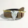 Cinturón Vaquero Occidental Transfronterizo de Moda Cabeza de Toro Punk Juvenil Oscuro para Hombre con Remaches de Cuero Listo para la Venta