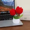 Planta de tulipán mullida de hilo tejido transfronterizo en maceta flor artificial planta de escritorio de oficina regalo para el Día del Maestro