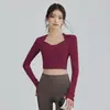 Roupas de Yoga para Mulheres 2026 Novo Top Esportivo de Primavera com Bojo Fixo e Mangas Longas Roupas de Treinamento Pilates Fitness Atacado