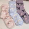 Calcetines de visón de terciopelo melody dog de Sanrio para mujer, calcetines cálidos de otoño e invierno para el suelo del hogar, calcetines gruesos para dormir con luna