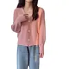 Suéter Nuevo Estilo Primavera y Otoño Cárdigan Francés de Punto Grueso con Cuello en V de Manga Larga para Mujer Abrigo Suéter de Punto Holgado de Moda para Mujer