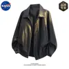 Marca Nasa Otoño Nuevo Chaqueta de Cuero Negra de Alta Gama para Hombre Atractiva y Versátil Chaqueta de Solapa de Alta Calidad