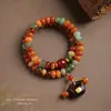 Nuevo Pulsera Raíz de Bodhi Estilo Chino Dunhuang con Cierre Ruyi para Mujer, Pulsera Budista Apilable de Cuentas de Bodhi de Doble Vuelta para Hombre