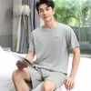 Pijama Masculino de Verão, Shorts de Manga Curta de Verão, Roupa para Casa, Conjuntos Finos Casuais Esportivos Frescos e Largos Atacado