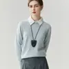 Suéter Minimalista 100% Caxemira Pura Novo para Outono/Inverno 2026 para Mulheres, Gola Redonda, Manga Longa, Blusa de Tricô Casual Versátil