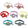 Collar de flor tejida para mascotas, collar con cascabel para gatos, collar de cuello de felpa suave y lindo para gatos, collar decorativo para perros pequeños