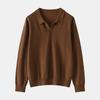 Suéter de Lana para Mujer 100% Lana 2025 Otoño e Invierno Nuevo Estilo Cuello Polo Tejido Top Suéter Cálido Elegante