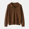 Suéter de Lana para Mujer 100% Cachemira Otoño e Invierno 2026 Nuevo Estilo Cuello Polo Tejido Suéter Cálido de Alta Gama