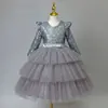 Novo Vestido de Princesa de Natal para Crianças 2026, Vestido Vermelho para Meninas, Vestido de Aniversário, Roupa de Performance para Pequena Anfitriã