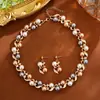 Colar e Brincos Vintage Espiga de Trigo com Pérolas Brincos Elegantes para Vestido de Banquete de Casamento Bridal Brincos de Luxo Leve de Alta Qualidade para Mulheres