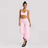 Conjunto de yoga transfronterizo con sujetador deportivo de espalda cruzada de secado rápido y pantalones rectos cropped de ajuste holgado y ceñido para mujer