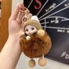 Nueva Muñeca Linda de Pelo de Conejo Rex Imitación Ojos Grandes Lazo Celebrante Cibernético Muñeca Durmiente Llavero Colgante para Bolsa Accesorios