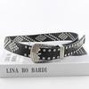 Qin Kunyi couro genuíno couro de vaca simples fivela de pino punk feminino retrô estudante universitária combina com tudo strass cinto decorativo moda